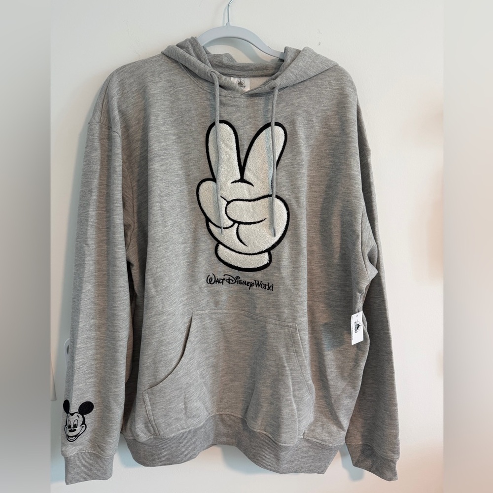 NEW Disney Parks Mickey Mouse Peace Sign Hoodie Large Unisex Walt Disney World